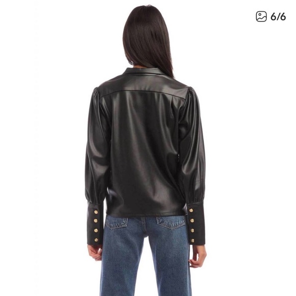 NEW FIFTEEN TWENTY faux leather shirt in black, M, CB2512 - Picture 2 of 8